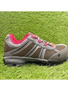Nautilus N1393 SR Womens Size 8.5D Green Gray Pink Steel‎ Toe Safety Work Shoes